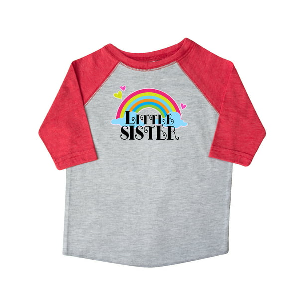 inktastic Little Sister Outfit Cute Rainbow Toddler Long Sleeve T-Shirt 